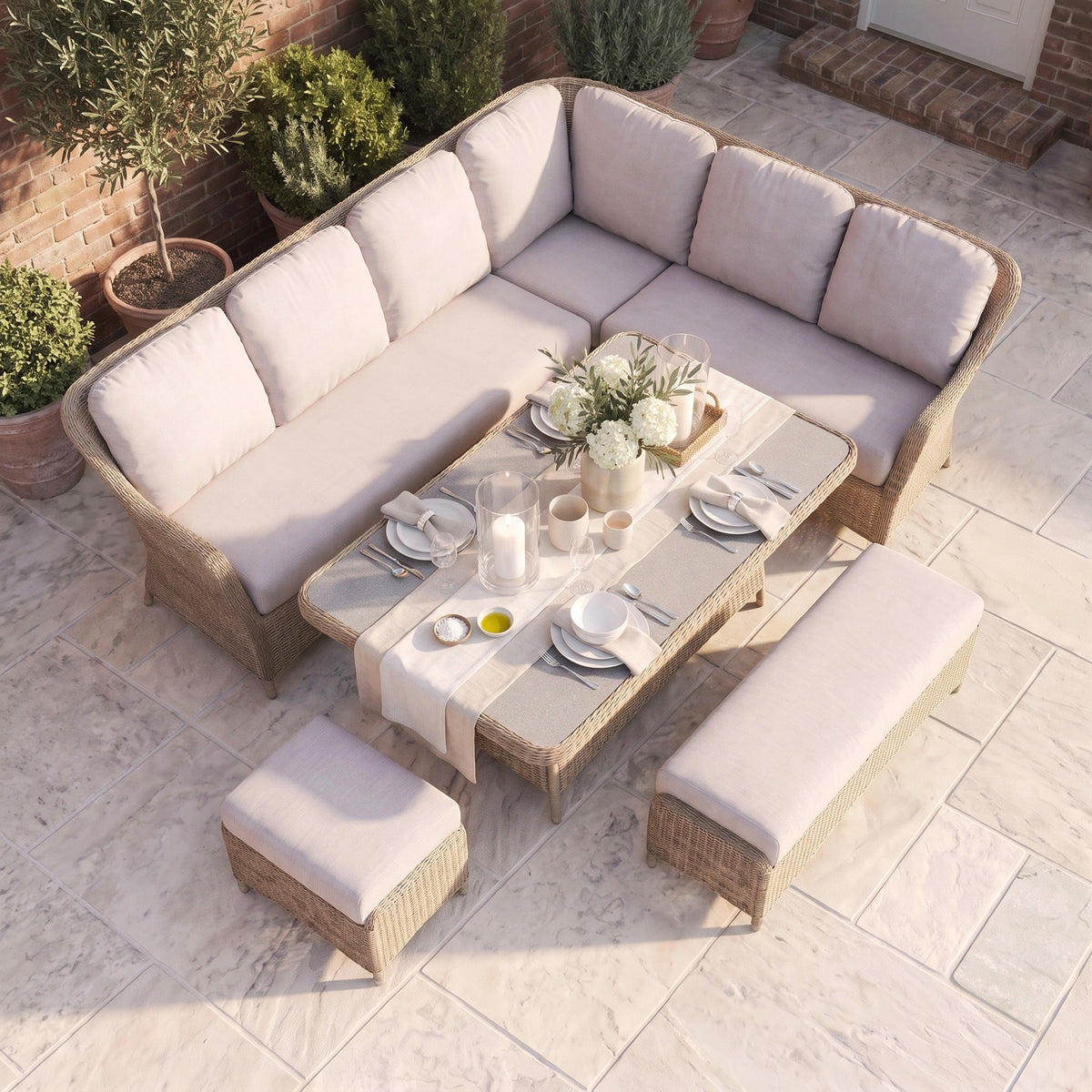 a outdoor furniture set on a patio