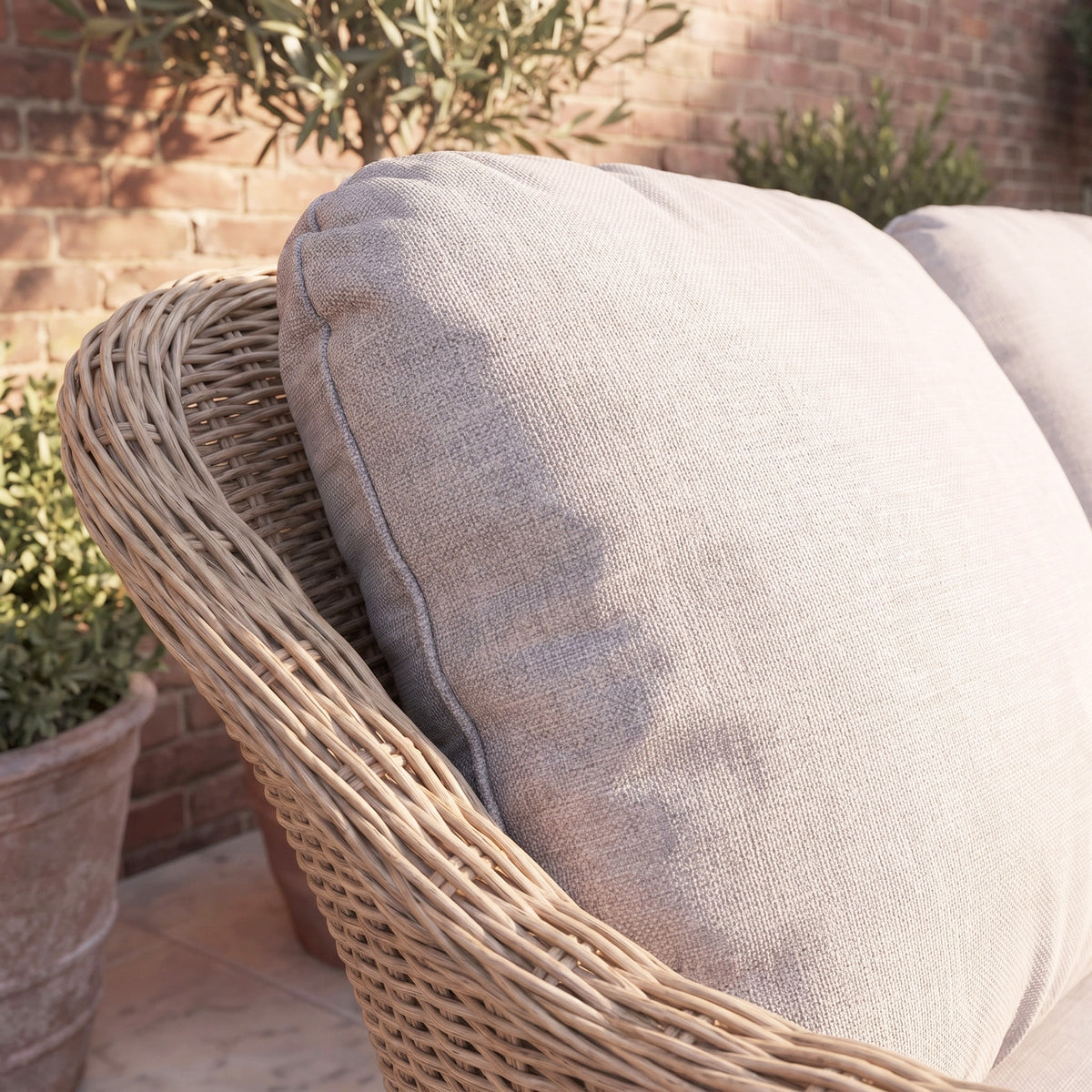 a close up of a cushion on a chair