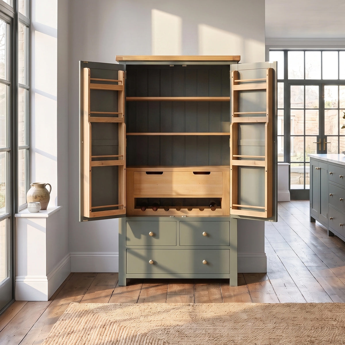 a large cabinet in a room