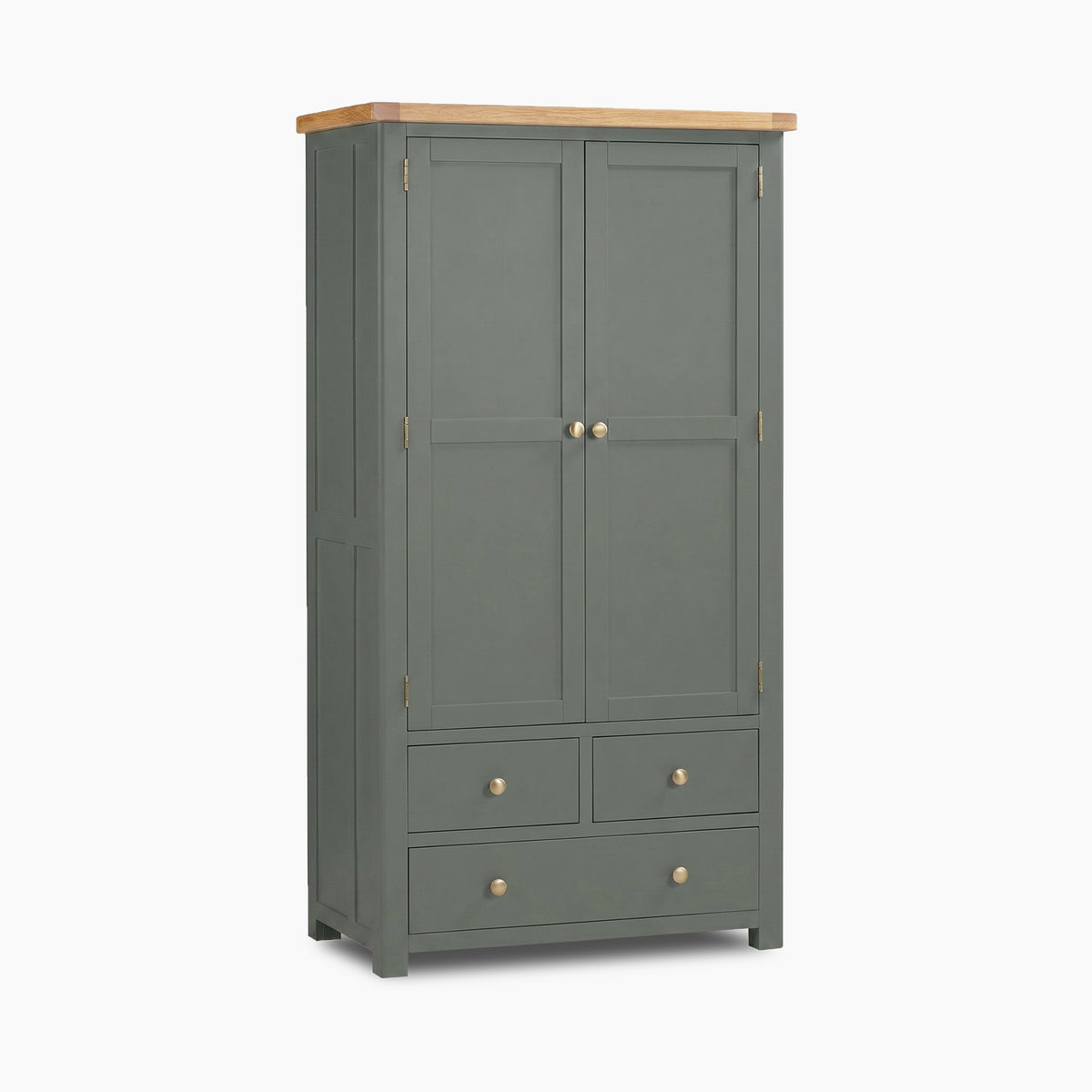 a grey cabinet with two drawers