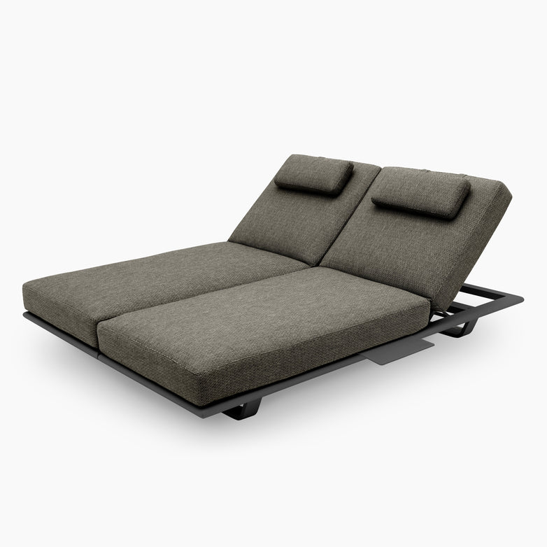 Hatia Double Sun Lounger with Side Table in Charcoal
