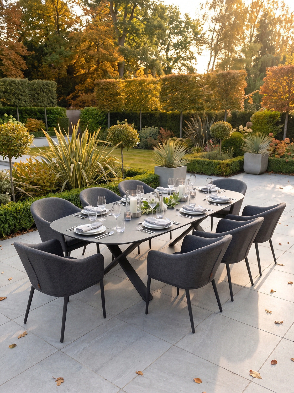 a table set up for a dinner
