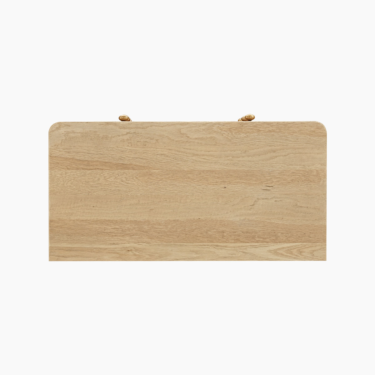 Hadley Herringbone 2 Over 2 Chest of Drawers in Natural, featuring a rectangular wooden design with rounded corners and two metal hooks on the top edge, shown against a white background.