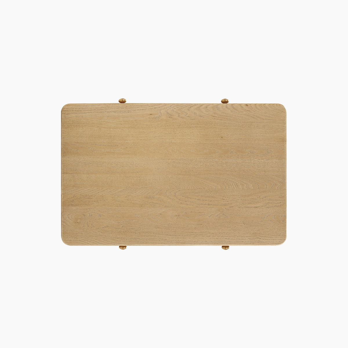 Rectangular wooden tabletop with rounded corners, viewed from above, against a white background—this Hadley Herringbone Coffee Table in Natural features exquisite chevron parquet detailing and refined craftsmanship.