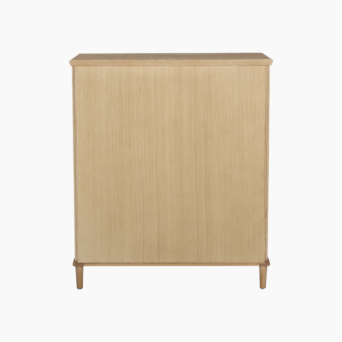The Hadley Herringbone Drinks Cabinet in Natural features a light wood finish, a plain front, simple rectangular shape, and barrel legs—making it the perfect natural oak drinks cabinet to elevate your home bar experience.