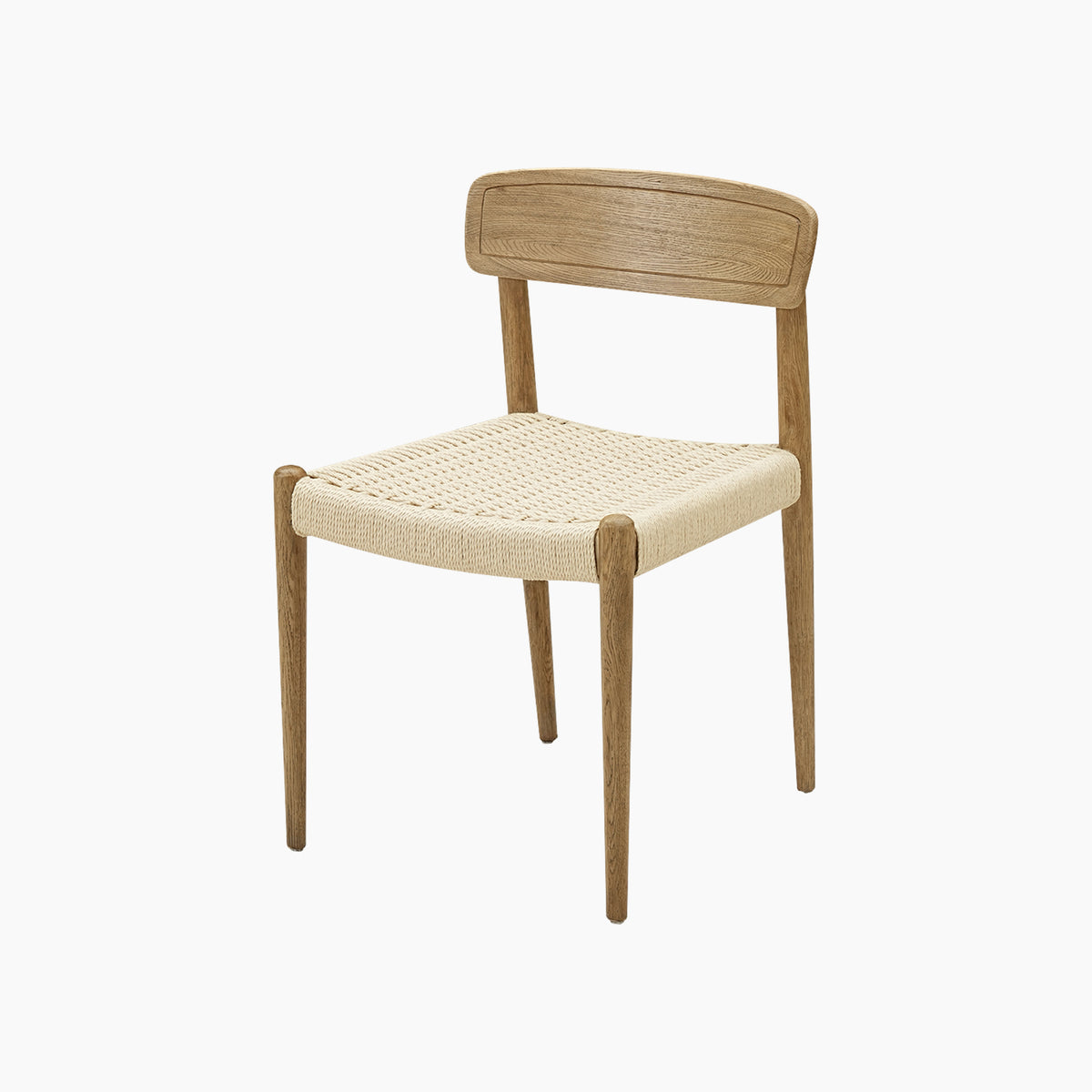 Hadley Set of 2 Dining Chairs in Natural, featuring a curved backrest and woven seat, displayed against a plain white background.