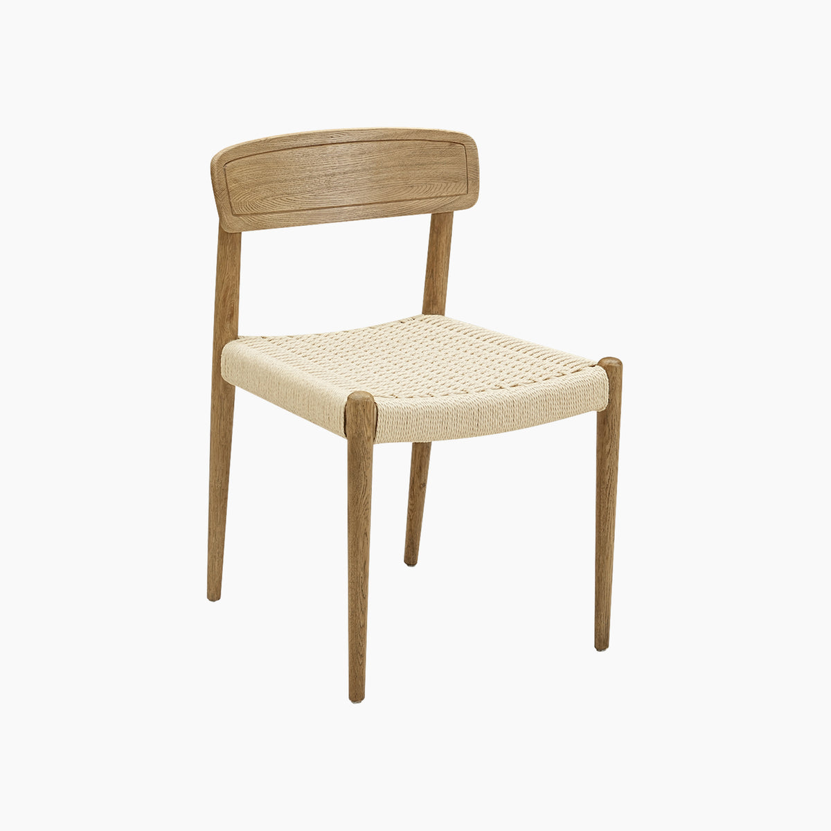 Set against a plain white background, the Hadley Set of 2 Dining Chairs in Natural features a woven seat and a curved backrest.