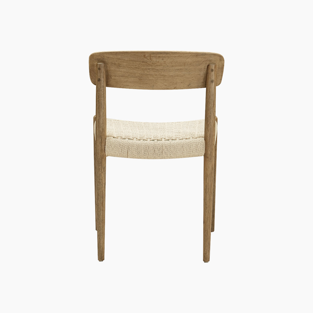 Hadley Set of 2 Dining Chairs in Natural, featuring a woven seat and shown from the back against a plain white background.