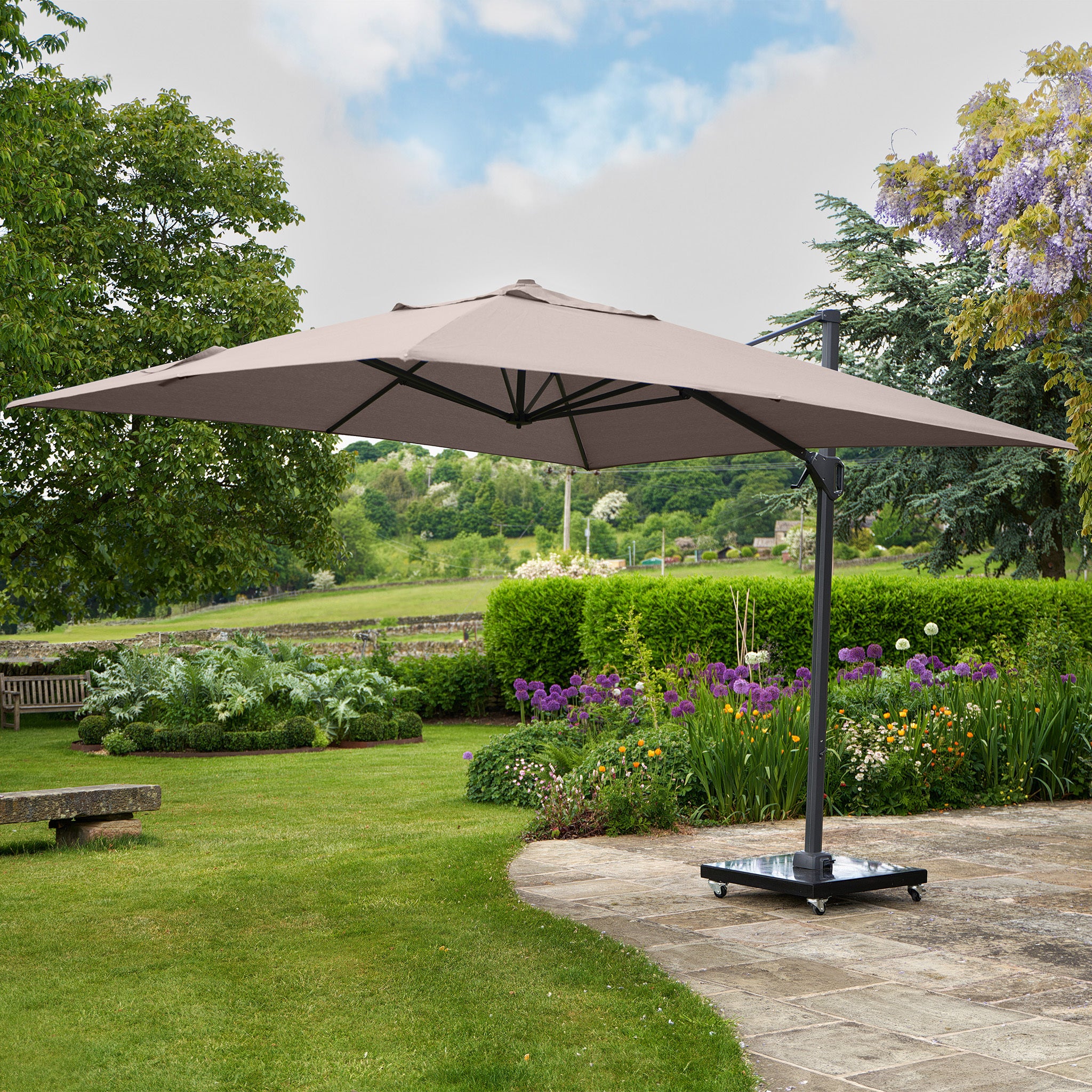 Challenger T2 3m Square Cantilever Parasol in Taupe