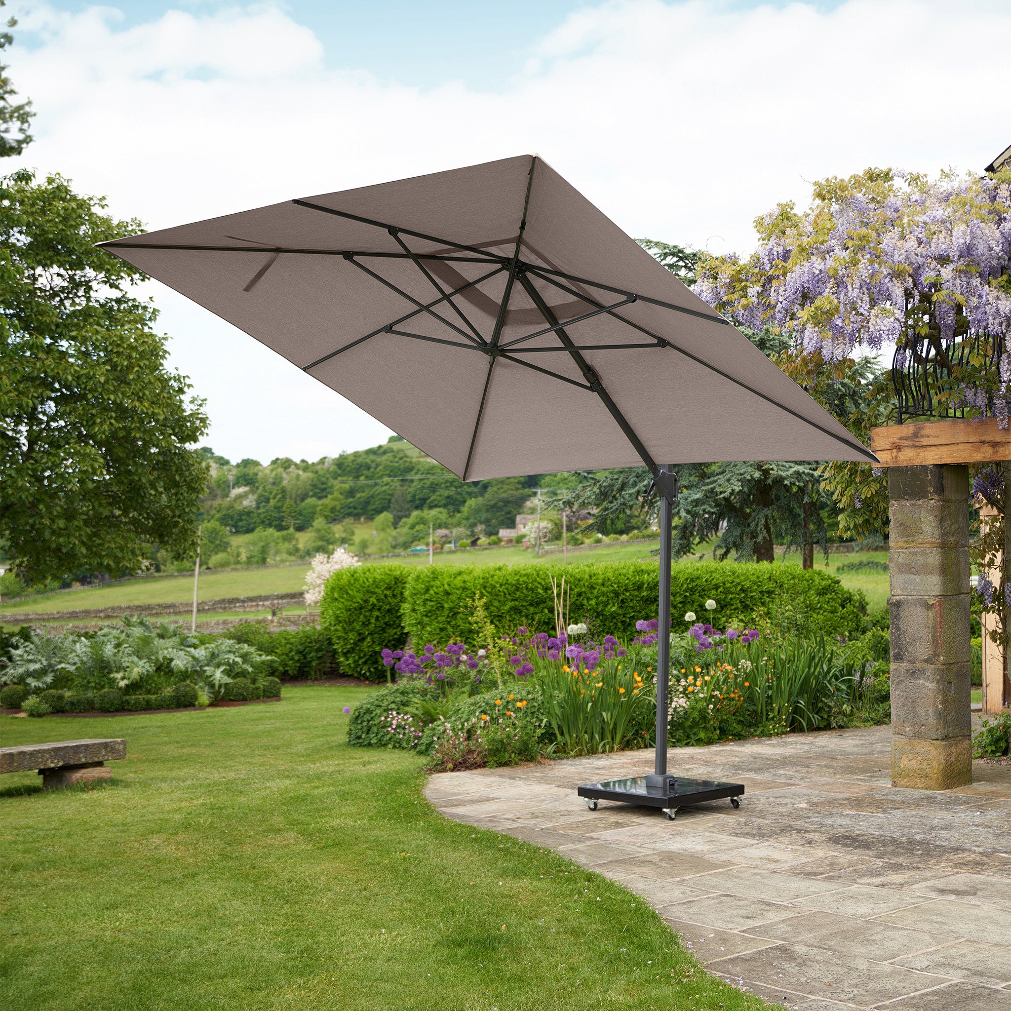 Challenger T2 3m Square Cantilever Parasol in Taupe