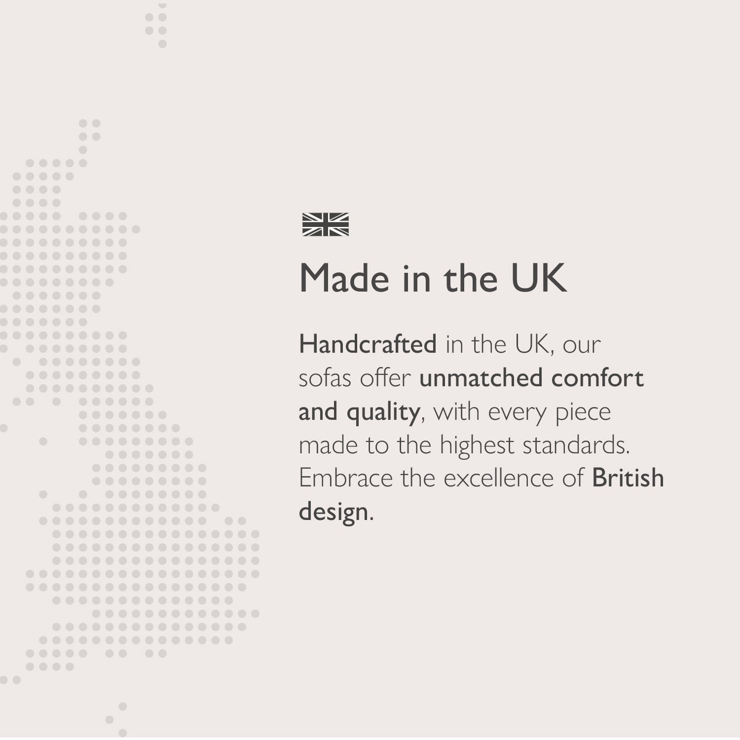 Promote the unmatched comfort and quality of British-made Chesterfield Large 3 Seat Velvet Sofa in Steel Grey with an outline of the UK and a British flag.
