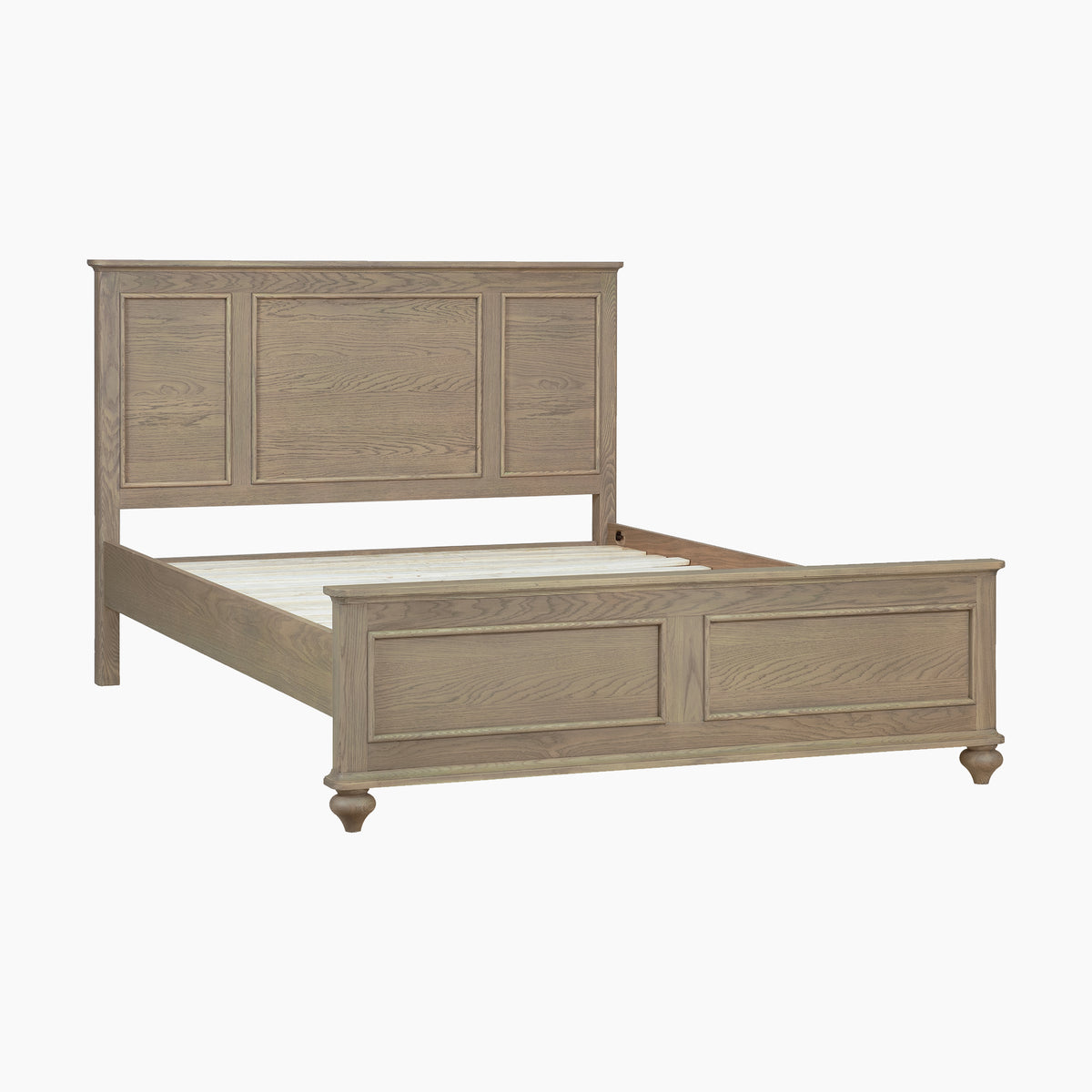 Ophelia Double Bed Frame in Natural with a solid ash headboard on a plain white background.