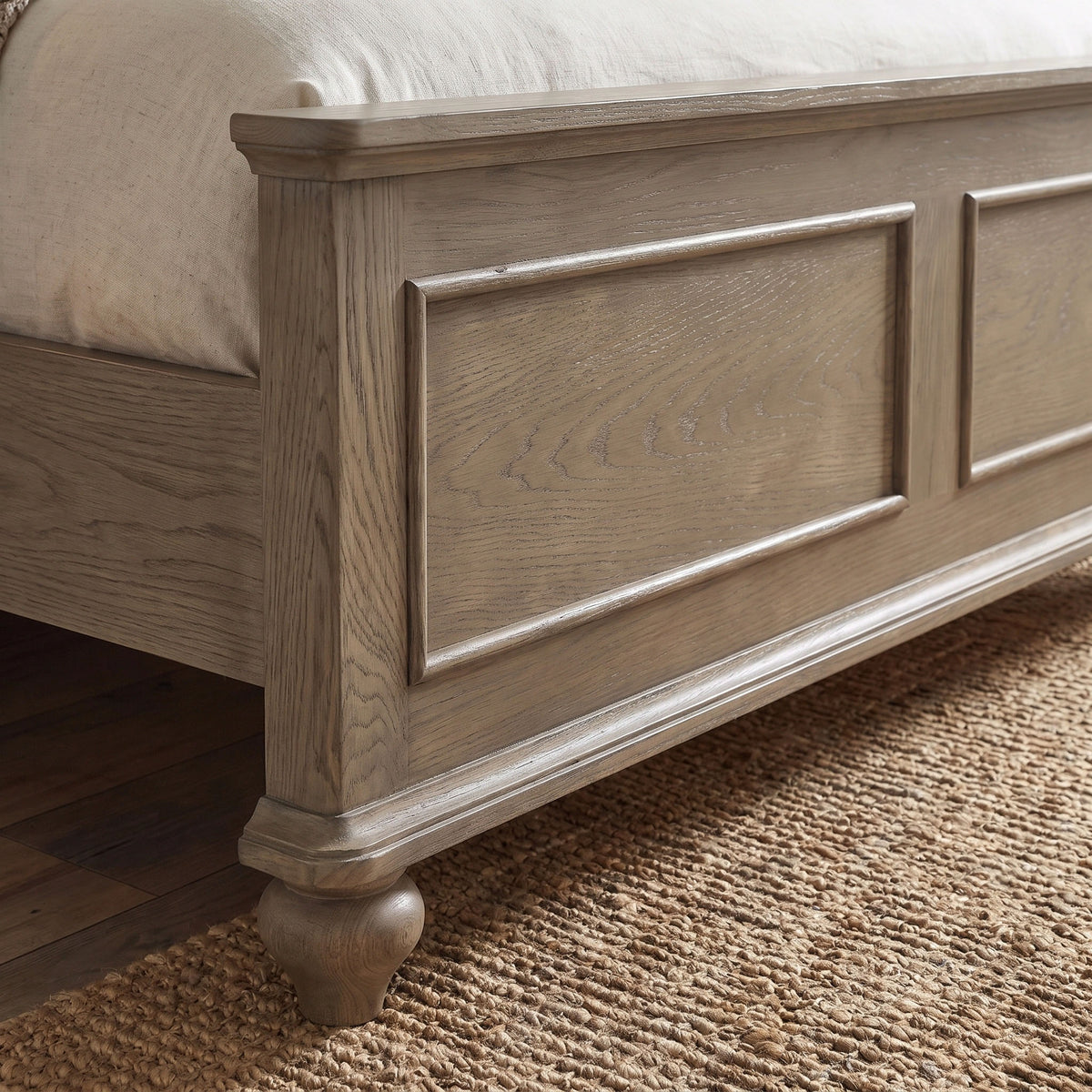 a close up of a bed