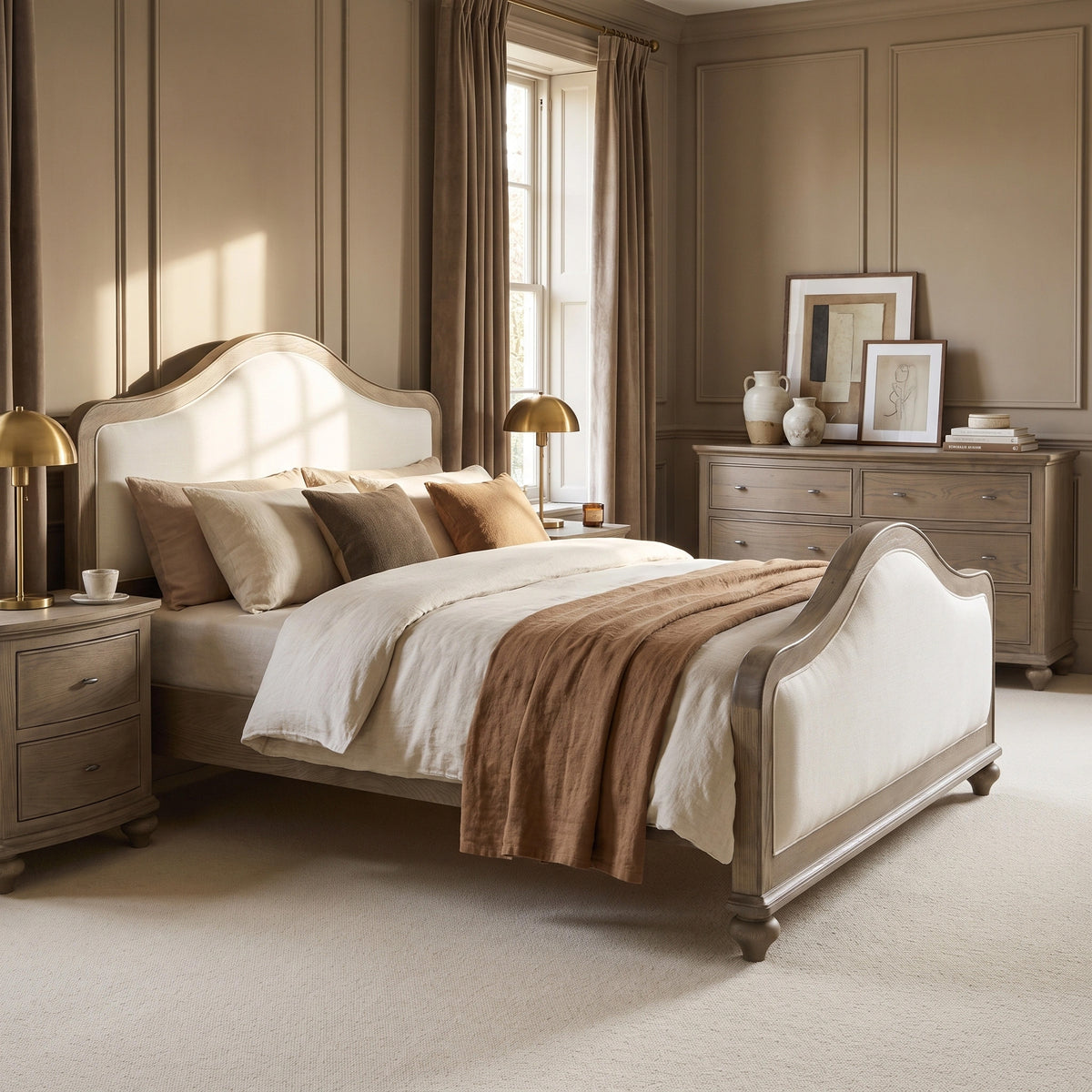 a bedroom with a bed and a dresser