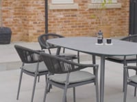 Cloverly 6 Seat Rope Oval Dining Set with Ceramic Table in Charcoal