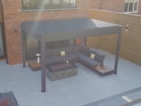 PergoSTET Plus 3m x 4m Rectangular Pergola with 3 Drop Sides and LED Lighting in Grey