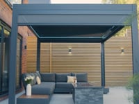PergoSTET Plus 3m x 3m Square Pergola with 3 Drop Sides and LED Lighting in Grey