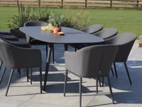 Luna 8 Seat Outdoor Fabric Oval Ceramic Dining Set in Grey