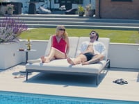 Luna Outdoor Fabric Double Sun Lounger in Oyster Grey