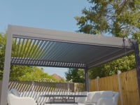 PergoSTET Plus 4m x 4m Square Pergola with 3 Drop Sides and LED Lighting in Grey