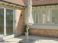 Hera 3m Round Cantilever Parasol with LED Lighting in Beige