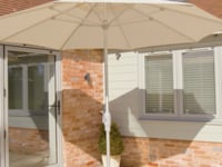 Zelos 3m Round Parasol with LED Lighting in Cream
