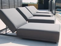 Luna Outdoor Fabric Deluxe Sun Lounger with Bolster Cushion in Grey