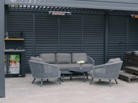 Dekota 3 Seat Rope Sofa Set with Coffee Tables and Footstool in Charcoal