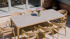 Lucca 8 Seat Dining Set with Ceramic Top Table in Natural Weave