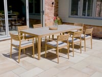 Siena 8 Seat Dining Set with Ceramic Top Table in Fawn