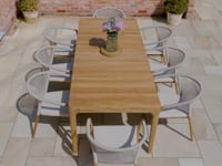 Sora 8 Seat Rope Dining Set with Teak Table in Stone