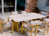 Tivoli 6 Seat Dining Set with Marble Dining Table in Fawn