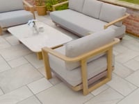 Tivoli 3 Seat Sofa Set with Marble Coffee Table in Fawn