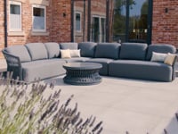 Pello Deluxe Curved Sofa Set with Round Coffee Table in Grey