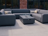 Luna U-Shape Outdoor Fabric Sofa Set with Firepit Coffee Table in Grey