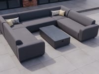 Luna U-Shape Outdoor Fabric Sofa Set with Coffee Table in Grey