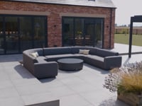 Luna U-Shape Outdoor Fabric Curved Corner Group with Round Coffee Table in Grey