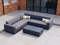 Luna Outdoor Fabric Corner Sofa Set with Coffee Table in Grey