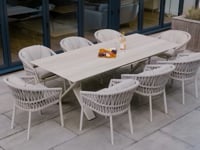 Pello 8 Seat Dining Set with Albatross Extending Table in Fawn