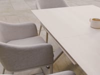 Luna 6 Seat Outdoor Fabric Dining Set with Albatross Extending Table in Fawn