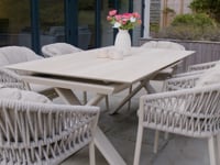 Pello 6 Seat Dining Set with Albatross Extending Table in Fawn
