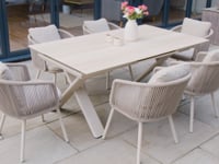 Dekota 6 Seat Rope Dining Set with Albatross Extending Table in Fawn