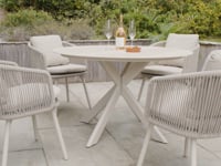 Dekota 4 Seat Round Rope Dining Set with Albatross Table in Fawn
