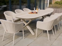 Luna 8 Seat Outdoor Fabric Oval Dining Set with Albatross Extending Table in Fawn