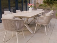 Theia 6 Seat Rope Dining Set with Albatross Extending Table in Oatmeal