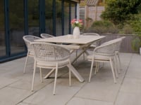 Kalama 6 Seat Rope Dining Set with Albatross Extending Table in Oatmeal