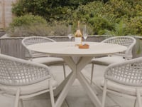 Kalama 4 Seat Round Rope Dining Set with Albatross Table in Oatmeal