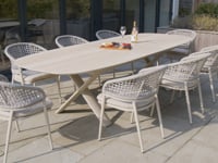 Kalama 8 Seat Oval Rope Dining Set with Albatross Extending Table in Oatmeal