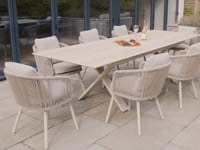 Theia 8 Seat Rope Dining Set with Albatross Extending Table in Oatmeal