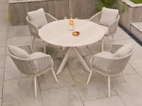 Theia 4 Seat Round Rope Dining Set with Albatross Table in Oatmeal